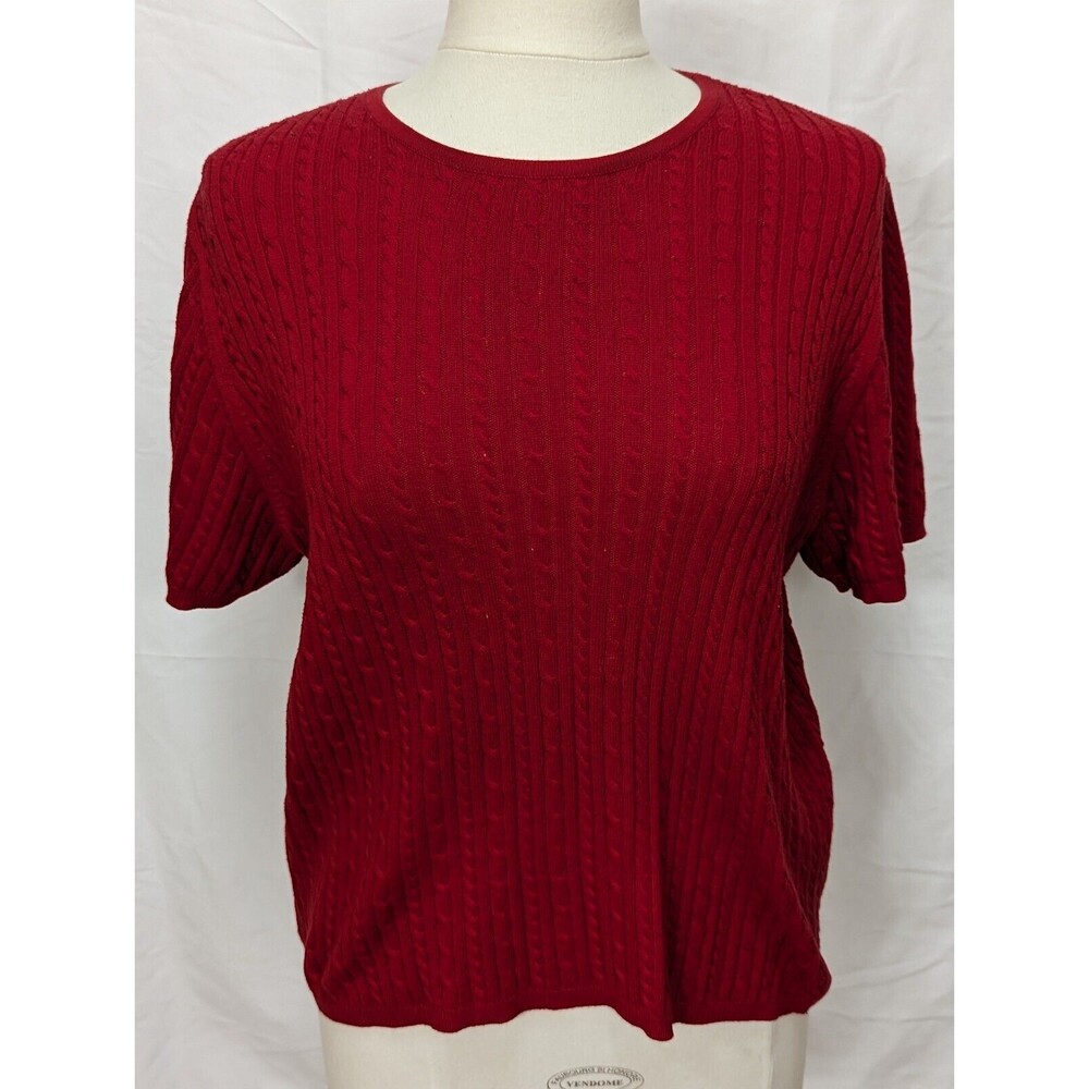 Vintage Pendleton Women's Red Short Sleeve Cable Knit Sweater Japan SZ Large